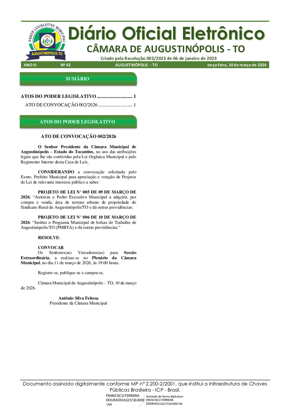 Diário Oficial - Edição 042